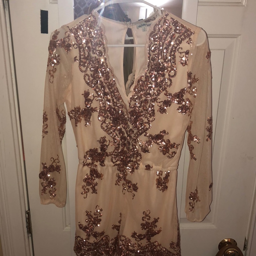 gold sequin romper